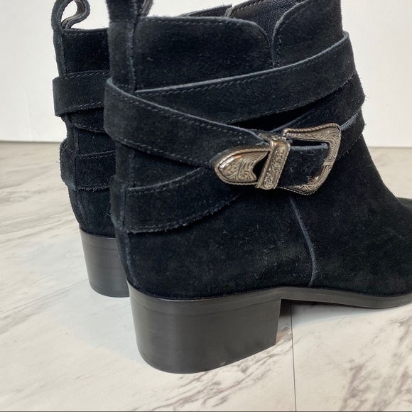 Marc Fisher Western Buckle Black Suede Bootie 6M - Picture 13 of 15